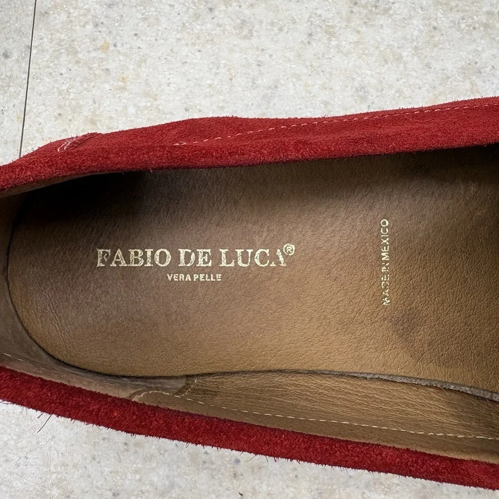 Fabio De Luca Vera Pelle Men's Suede Loafers Driving Moc Slip-On Red Size 11